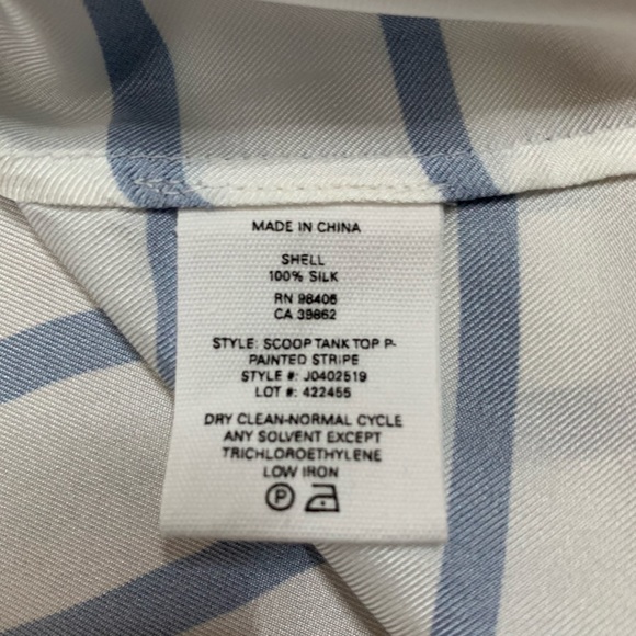 NWT Theory Silk Tank XL Blue Painted Stripe - Picture 7 of 7